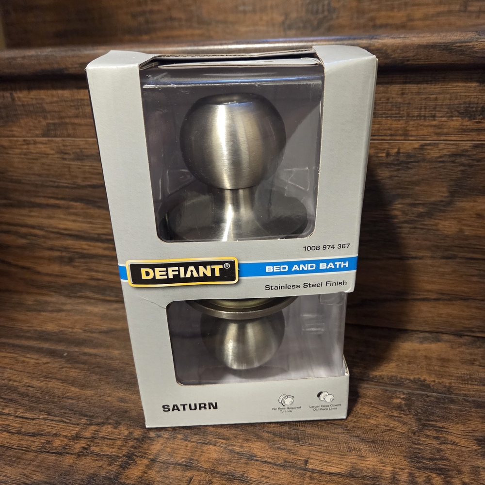 Defiant Saturn Stainless Steel Bed/Bath Door Knob